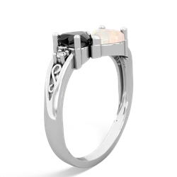 Onyx Snuggling Hearts 14K White Gold ring R2178