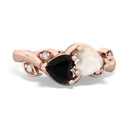 Onyx Floral Elegance 14K Rose Gold ring R5790