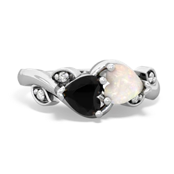 Onyx Floral Elegance 14K White Gold ring R5790