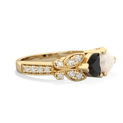 Onyx Diamond Butterflies 14K Yellow Gold ring R5601