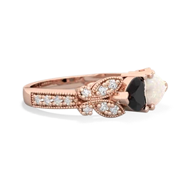 Onyx Diamond Butterflies 14K Rose Gold ring R5601