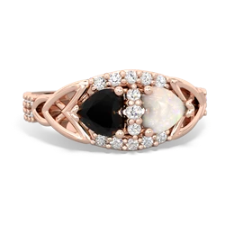 Onyx Sparkling Celtic Knot 14K Rose Gold ring R2645