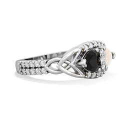 Onyx Sparkling Celtic Knot 14K White Gold ring R2645