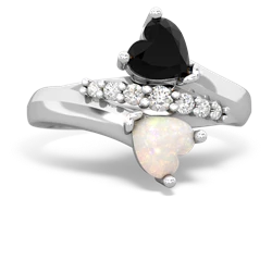 Onyx Heart To Heart 14K White Gold ring R2064