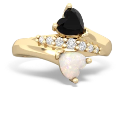 Onyx Heart To Heart 14K Yellow Gold ring R2064