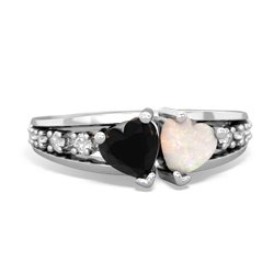 Onyx Heart To Heart 14K White Gold ring R3342