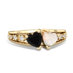 Onyx Heart To Heart 14K Yellow Gold ring R3342