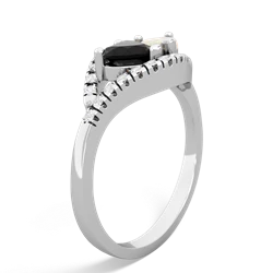 Onyx Mother And Child 14K White Gold ring R3010