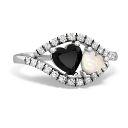 Onyx Mother And Child 14K White Gold ring R3010