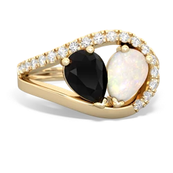 Onyx Nestled Heart Keepsake 14K Yellow Gold ring R5650