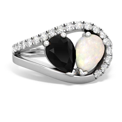 Onyx Nestled Heart Keepsake 14K White Gold ring R5650