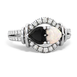 Onyx Art-Deco Keepsake 14K White Gold ring R5630