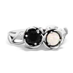 Onyx Rose Garden 14K White Gold ring R5510