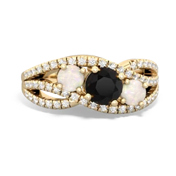 Onyx Three Stone Aurora 14K Yellow Gold ring R3080