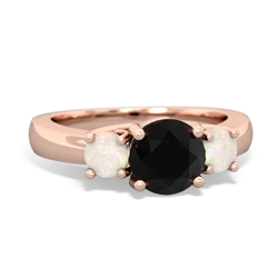 Onyx Three Stone Round Trellis 14K Rose Gold ring R4018