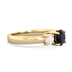 Onyx Three Stone Round Trellis 14K Yellow Gold ring R4018