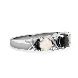 Onyx Hugs And Kisses 14K White Gold ring R5016