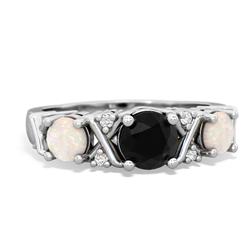 Onyx Hugs And Kisses 14K White Gold ring R5016