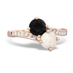 Onyx Channel Set Two Stone 14K Rose Gold ring R5303