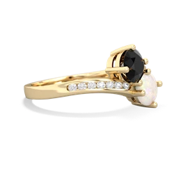 Onyx Channel Set Two Stone 14K Yellow Gold ring R5303