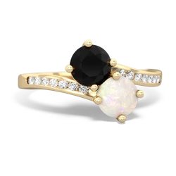 Onyx Channel Set Two Stone 14K Yellow Gold ring R5303