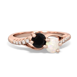 Onyx Infinity Pave Two Stone 14K Rose Gold ring R5285