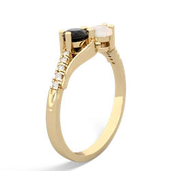 Onyx Infinity Pave Two Stone 14K Yellow Gold ring R5285