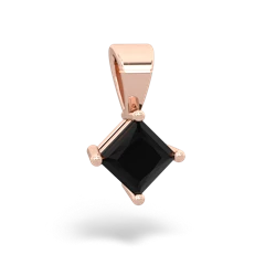 Onyx 5Mm Princess Solitaire 14K Rose Gold pendant P1789