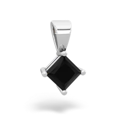 Onyx 5Mm Princess Solitaire 14K White Gold pendant P1789