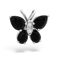 Onyx Butterfly 14K White Gold pendant P2215