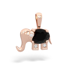 Onyx Elephant 14K Rose Gold pendant P2555