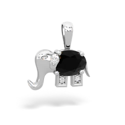 Onyx Elephant 14K White Gold pendant P2555