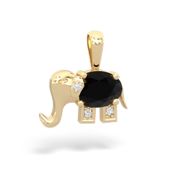 Onyx Elephant 14K Yellow Gold pendant P2555