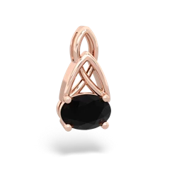 Onyx Celtic Trinity Knot 14K Rose Gold pendant P2389