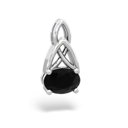 Onyx Celtic Trinity Knot 14K White Gold pendant P2389