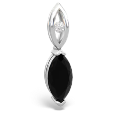 Onyx Marquise Drop 14K White Gold pendant P5333