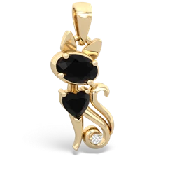 Onyx Kitten 14K Yellow Gold pendant P5780