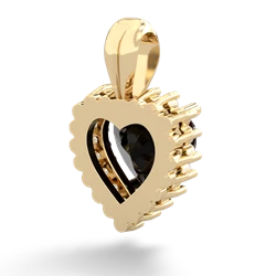 Onyx Sparkling Halo Heart 14K Yellow Gold pendant P0391