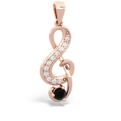 Onyx G-Clef Music 14K Rose Gold pendant P5830