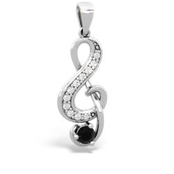 Onyx G-Clef Music 14K White Gold pendant P5830