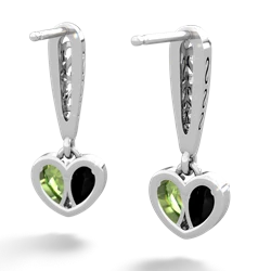 Onyx Filligree Heart 14K White Gold earrings E5070