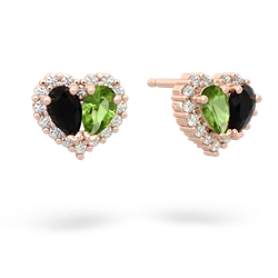 Onyx Halo 14K Rose Gold earrings E7008