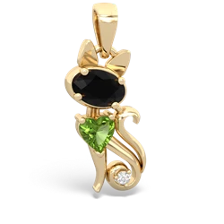 Onyx Kitten 14K Yellow Gold pendant P5780