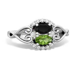 Onyx Love Nest 14K White Gold ring R5860