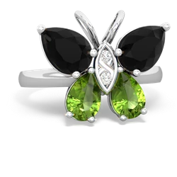 Onyx Butterfly 14K White Gold ring R2215