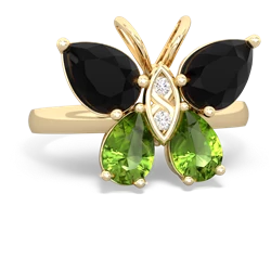 Onyx Butterfly 14K Yellow Gold ring R2215