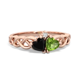 Onyx Heart To Heart Braid 14K Rose Gold ring R5870