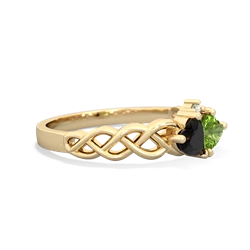 Onyx Heart To Heart Braid 14K Yellow Gold ring R5870