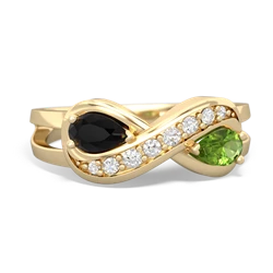 Onyx Diamond Infinity 14K Yellow Gold ring R5390