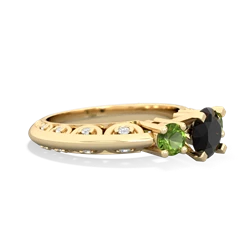 Onyx Art Deco Eternal Embrace Engagement 14K Yellow Gold ring C2003